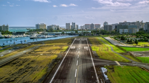 The airport runway on Isla Grande Airport, San Juan, Puerto Rico Aerial Stock Photos | AX101_001.0000193F