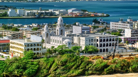 AX101_008.0000000F - Aerial stock photo of Iglesia San Agustín cathedral in San Juan, Puerto Rico