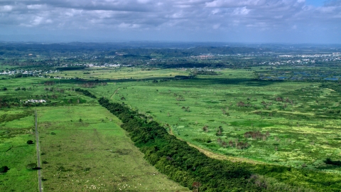 Lush green grassland, Toa Baja, Puerto Rico Aerial Stock Photos | AX101_030.0000000F