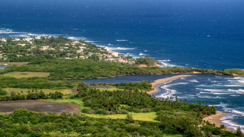 A resort town by the blue Caribbean coastal waters, Dorado, Puerto Rico Aerial Stock Photos | AX101_031.0000267F