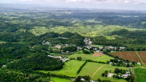 Rural homes and farmland, Vega Alta, Puerto Rico Aerial Stock Photos | AX101_037.0000000F