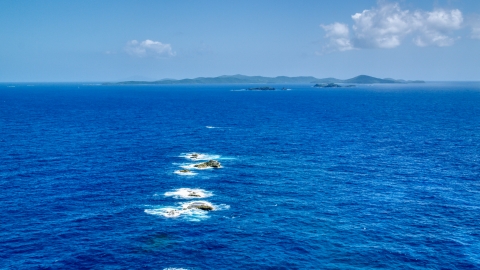 Tiny islands near the larger Caribbean island of Culebra, Puerto Rico  Aerial Stock Photos | AX102_100.0000000F