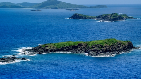 Tiny island in crystal blue waters, Culebra, Puerto Rico Aerial Stock Photos | AX102_103.0000000F