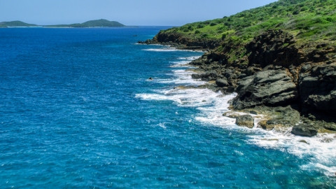 Sapphire blue waters and a rugged island coast, Culebra, Puerto Rico  Aerial Stock Photos | AX102_128.0000116F