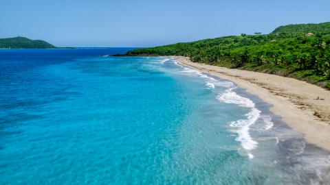 Tropical Caribbean beach and turquoise waters, Culebra, Puerto Rico Aerial Stock Photos | AX102_131.0000117F