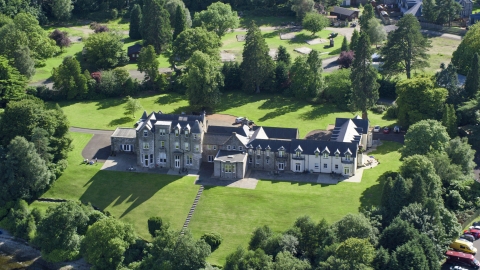 Lomond Castle in Arden, Scottish Highlands, Scotland Aerial Stock Photos | AX110_126.0000203F