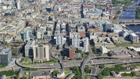 City office buildings in Glasgow, Scotland Aerial Stock Photos | AX110_157.0000086F