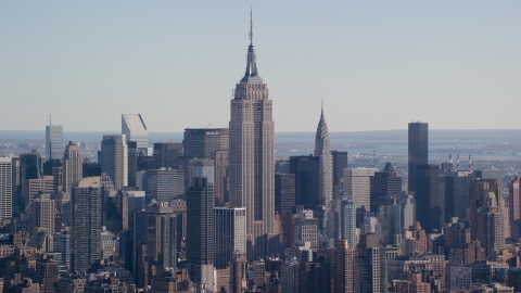 AX119_022.0000072F - Aerial stock photo of The Empire State Building in Midtown Manhattan, New York City