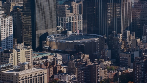 Madison Square Garden arena in Midtown Manhattan, New York City Aerial Stock Photos | AX119_025.0000126F