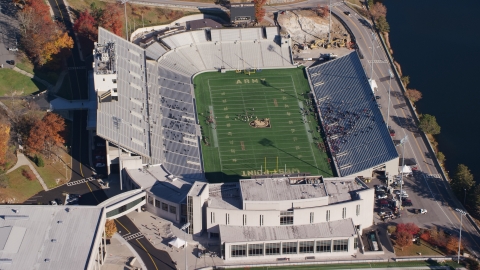 Michie Stadium in Autumn at United States Military Academy at West Point, New York Aerial Stock Photos | AX119_178.0000177F