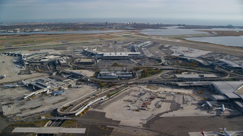 JFK International Airport in Autumn, New York City Aerial Stock Photos | AX120_052.0000262F