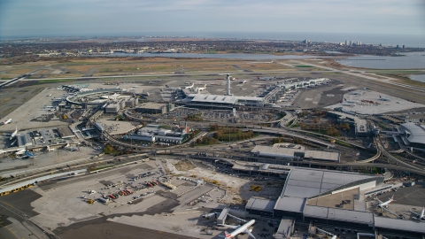 John F. Kennedy International Airport in Autumn Aerial Stock Photos | AX120_053.0000303F