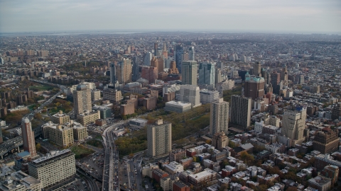 The downtown area of Brooklyn in Autumn, New York City Aerial Stock Photos | AX120_130.0000184F