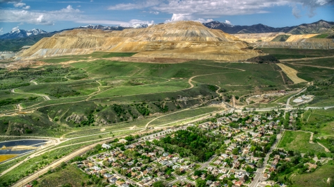 View of Copperton and Bingham Canyon Mine, Copperton Utah Aerial Stock Photo Aerial Stock Photos | AX130_030_0000001