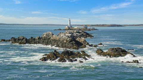 Shag Rocks near Boston Light and Little Brewster Island, Boston Harbor, Massachusetts Aerial Stock Photos | AX142_273.0000304