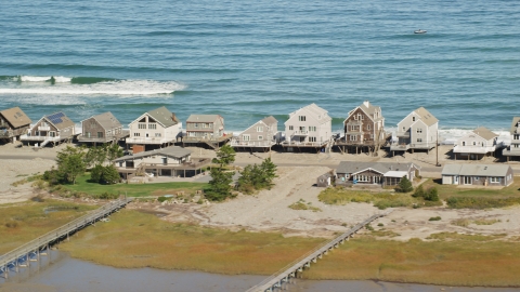 Elevated homes by the ocean, Humarock, Massachusetts Aerial Stock Photos | AX143_049.0000422