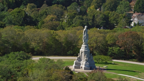 The National Monument to the Forefathers, Plymouth, Massachusetts Aerial Stock Photos | AX143_093.0000000