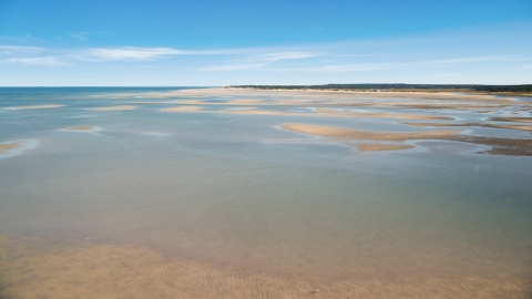 Sand bars at low tide on Cape Cod Bay, Massachusetts Aerial Stock Photos | AX143_146.0000309