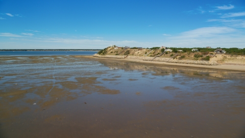 Oceanfront homes at low tide, Wellfleet, Massachusetts Aerial Stock Photos | AX143_191.0000259