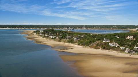 Beachfront homes overlooking Chipman's Cove in Wellfleet, Massachusetts Aerial Stock Photos | AX143_193.0000238