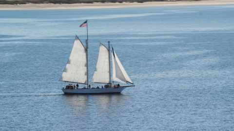 A sailing boat on Cape Cod Bay, Massachusetts Aerial Stock Photos | AX143_243.0000000