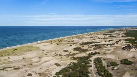 Sand dunes and beach on Cape Cod, Provincetown, Massachusetts Aerial Stock Photos | AX144_001.0000313