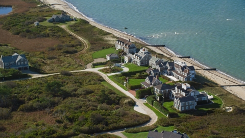 Beachfront upscale homes in Nantucket, Massachusetts Aerial Stock Photos | AX144_106.0000000