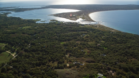 AX144_159.0000000 - Aerial stock photo of Menemsha Pond by the small community of Chilmark, Martha's Vineyard, Massachusetts