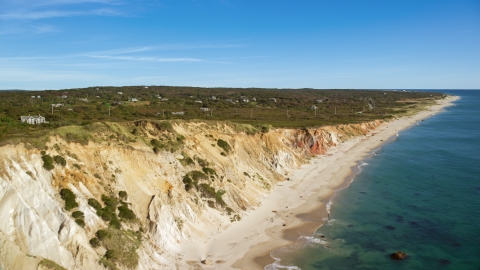 AX144_164.0000243 - Aerial stock photo of Coastal homes near steep cliffs, Aquinnah, Martha's Vineyard, Massachusetts