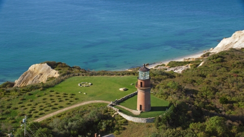 Gay Head Light in Aquinnah, Martha's Vineyard, Massachusetts Aerial Stock Photos | AX144_166.0000118