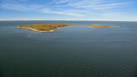 AX144_179.0000089 - Aerial stock photo of Penikese Island School on Penikese Island, Elisabeth Islands, Massachusetts