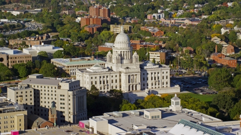 The Rhode Island State House seen from downtown, Providence, Rhode Island Aerial Stock Photos | AX145_050.0000009