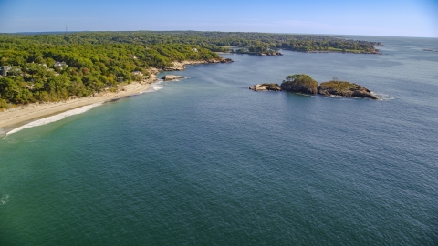 AX147_074.0000302 - Aerial stock photo of A beach near Graves Island, Manchester-by-the-Sea, Massachusetts