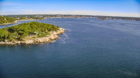 A coastal town at the end of Gloucester Harbor, Gloucester, Massachusetts Aerial Stock Photos | AX147_082.0000037