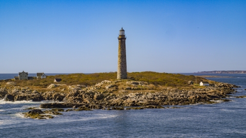 AX147_113.0000000 - Aerial stock photo of One of the lighthouses on Thatcher Island, Massachusetts