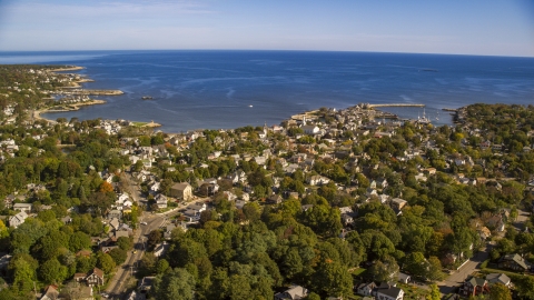 A small coastal town with views of the water, Rockport, Massachusetts Aerial Stock Photos | AX147_125.0000119