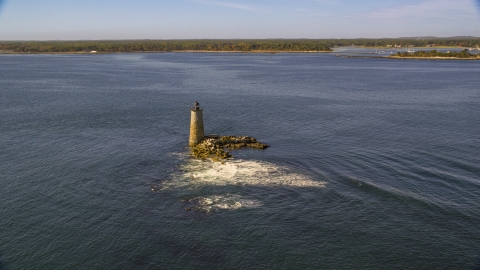 Lighthouse and rocks in the water, Kittery, Maine Aerial Stock Photos | AX147_196.0000233