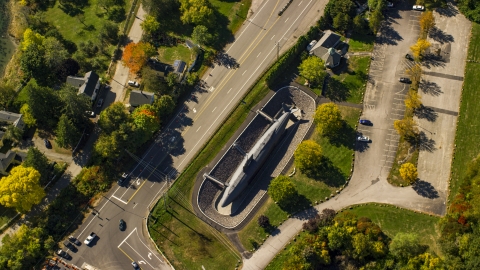 AX147_205.0000216 - Aerial stock photo of The USS Albacore in Portsmouth, New Hampshire