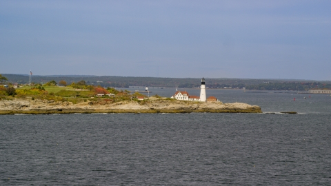 Portland Head Light in autumn, Cape Elizabeth, Maine Aerial Stock Photos | AX147_308.0000000