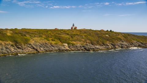 Seguin Island, and Seguin Light in autumn, Phippsburg, Maine Aerial Stock Photos | AX147_389.0000000