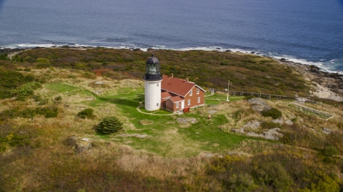 Seguin Light in autumn, Phippsburg, Maine Aerial Stock Photos | AX147_389.0000269