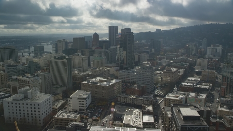 AX153_070.0000137F - Aerial stock photo of High-rises and skyscrapers in Downtown Portland, Oregon