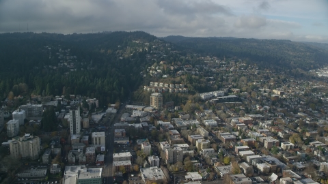 AX153_096.0000000F - Aerial stock photo of Suburban houses in the Hillside neighborhood of Portland, Oregon