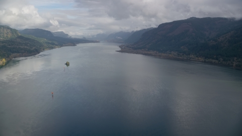 The river in Columbia River Gorge, Oregon Aerial Stock Photos | AX153_186.0000242F