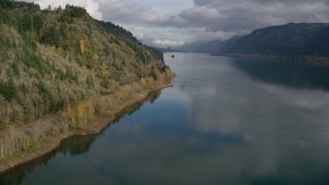 A view of Columbia River Gorge, Oregon Aerial Stock Photos | AX154_002.0000000F