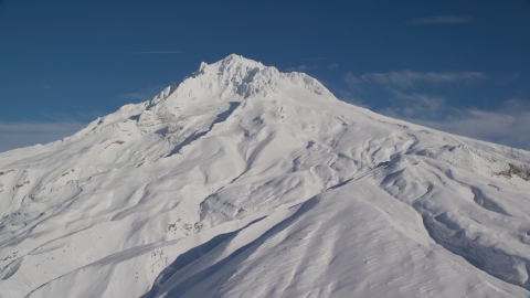 Mount Hood slope covered in snow, Mount Hood, Cascade Range, Oregon Aerial Stock Photos | AX154_083.0000147F