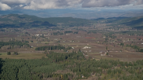 AX154_136.0000000F - Aerial stock photo of Farms and farmland in Parkdale, Oregon