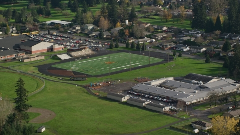 Gause Elementary and the Washougal High School football field in Washougal, Washington Aerial Stock Photos | AX154_204.0000156F