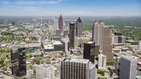 AX36_005.0000092F - Aerial stock photo of Downtown Atlanta skyscrapers and office buildings, Atlanta, Georgia