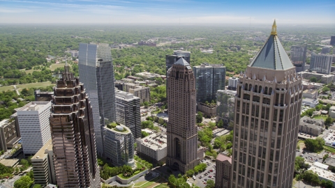 Skyscrapers, Midtown Atlanta, Georgia Aerial Stock Photos | AX36_013.0000463F